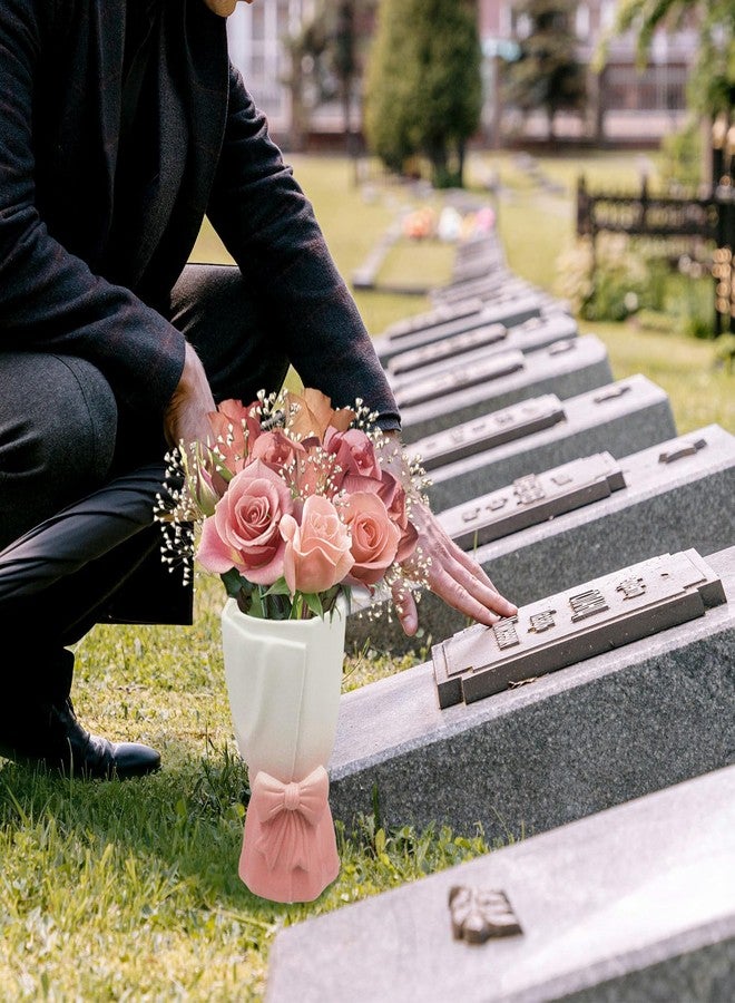 Oooct Cemetery Vase for Grave Decorations with Metal Spike, Ceramics Vase for Memorial Markers, Graveside Decor Sign for Outdoor Yard Lawn - Image 4